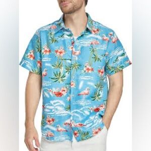Men's Tropical Flamingo Shirt - Blue